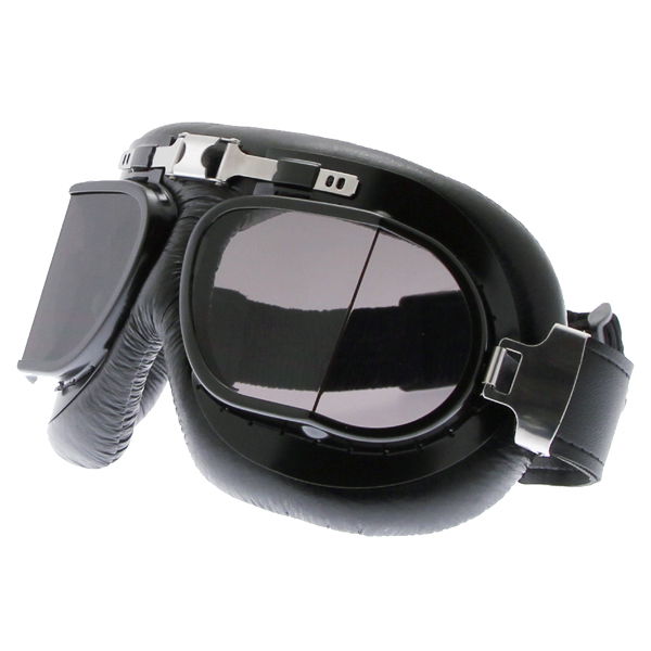Bike It Classic Black Aviator Goggles Front Left