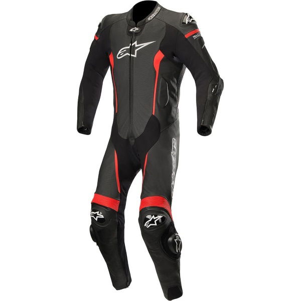 Alpinestars Missile Tech Air Compatible Black Red Leather Motorcycle 1-Piece Suit Front
