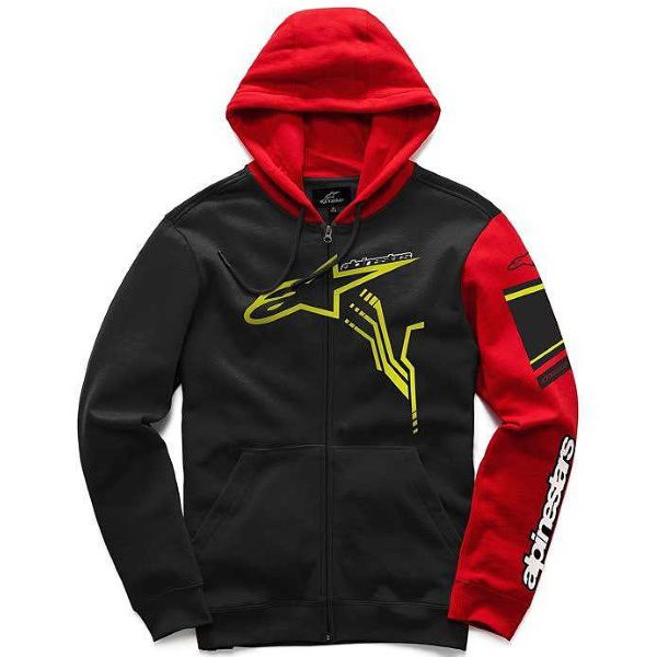 Alpinestars GP Plus Mens Black Red Fleece Hoodie Front