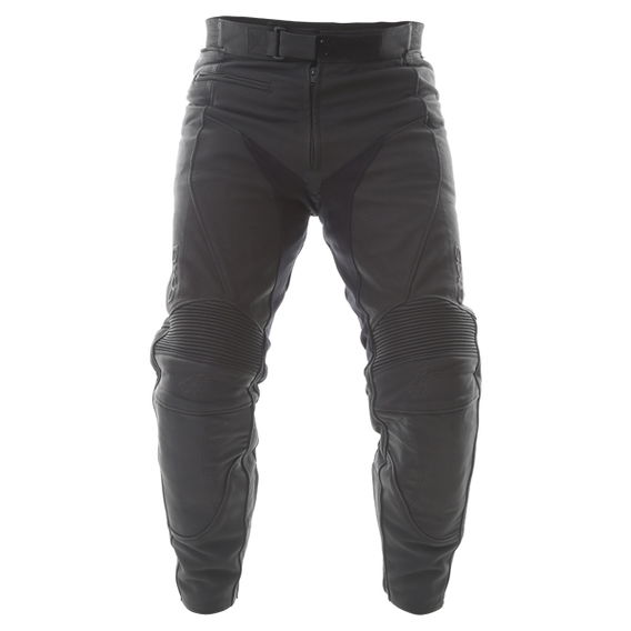 BKS Shadow Black Leather Motorcycle Jeans Front