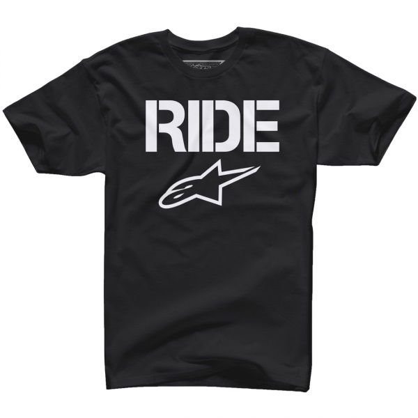 Alpinestars Ride Solid Black White T-Shirt Front