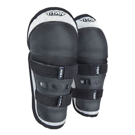 Fox PeeWee Titan Black Silver MX Knee-Shin Guard Front