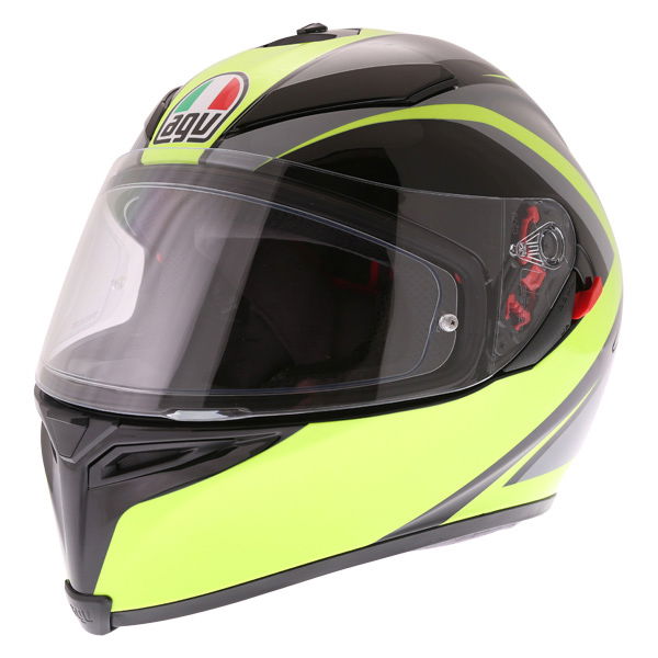 AGV K5-S Typhoon Black Grey Flo Yellow Full Face Motorcycle Helmet Front Left