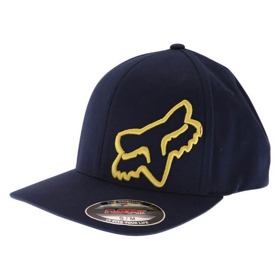 Fox Flex 45 Flexfit Navy Yellow Baseball Cap Front Left