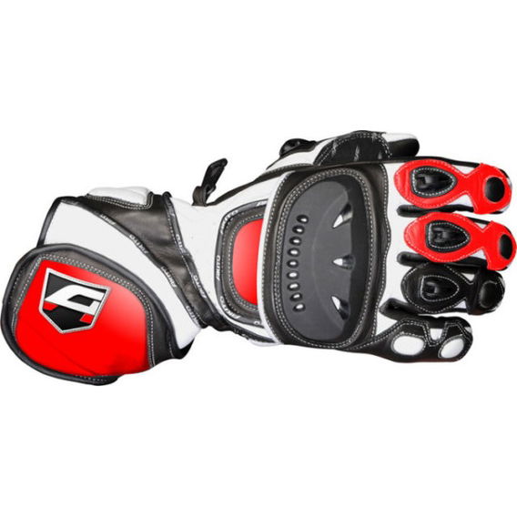 Akito Sport Max Black Red White Motorcycle Gloves Back