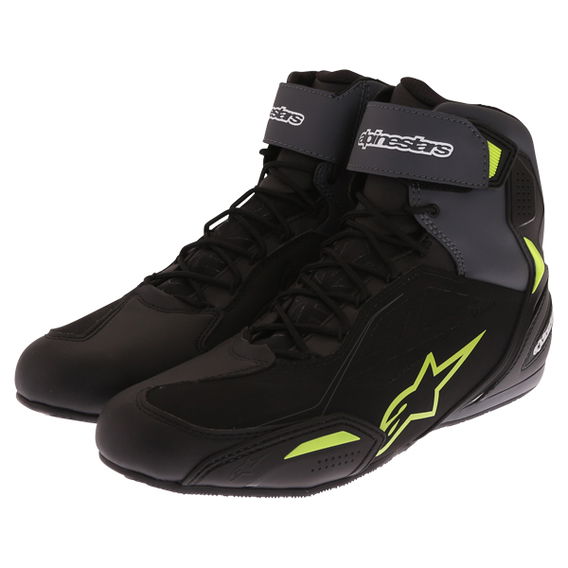 Alpinestars Faster-3 Drystars Pair Black Grey Yellow Fluo Motorcycle Shoes