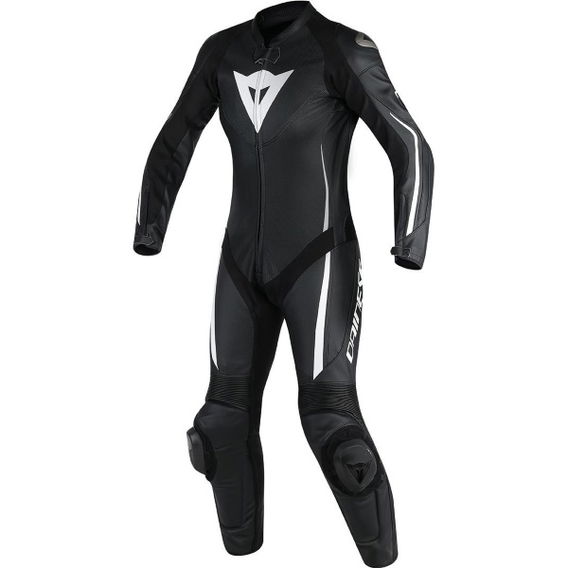 Dainese Assen Lady Womens Black Black White Leather Motorcycle 1-Piece Suits Front