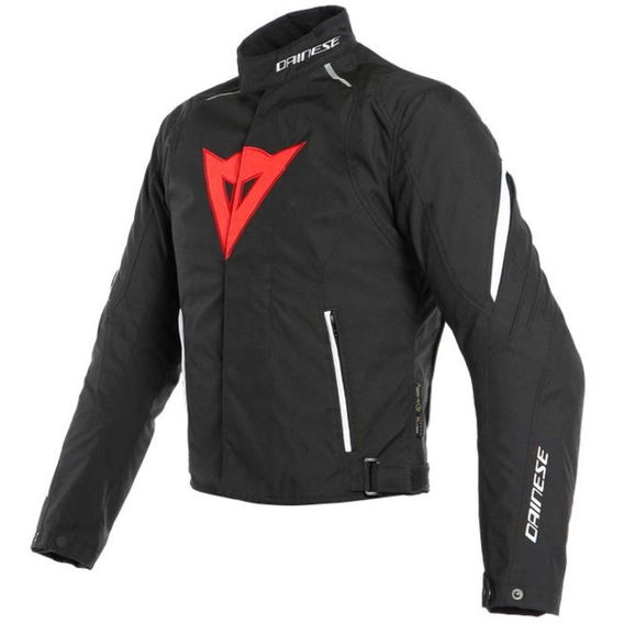 Dainese Laguna Seca 3 D-Dry Black Lava Red White Waterproof Textile Motorcycle Jacket Front