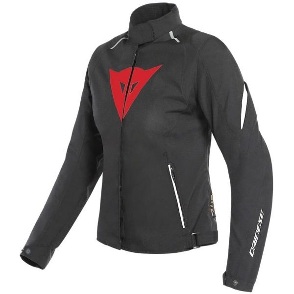 Dainese Laguna Seca 3 Lady D-Dry Womens Black Lava Red White Waterproof Textile Motorcycle Jacket Front