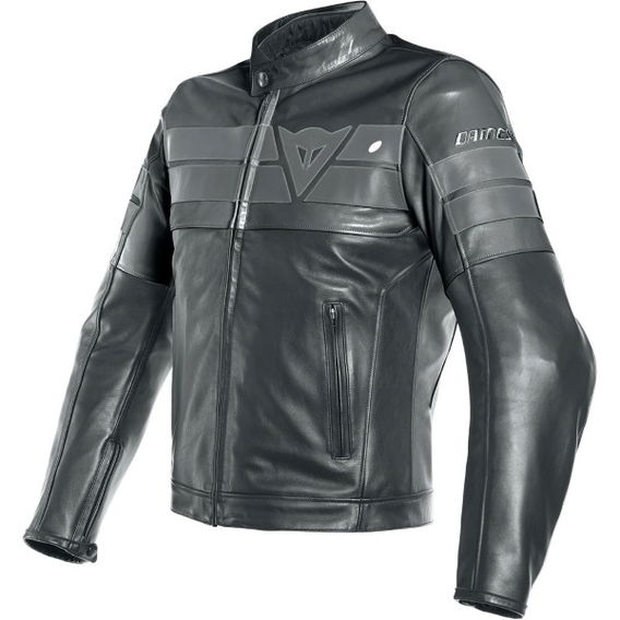 Dainese 8-Track Black Leather Motorcycle Jacket Front