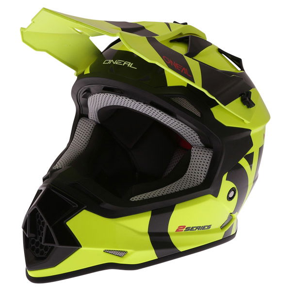 Oneal 2 Series RL Slick Neon Yellow Black Motocross Helmet Front Left