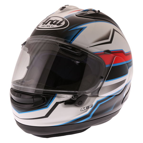 Arai RX-7V Scope White Black Red Full Face Motorcycle Helmet Front Left