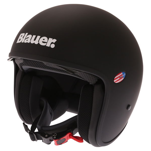Blauer Pilot 1.1 Matt Black White Open Face Motorcycle Helmet Front Left
