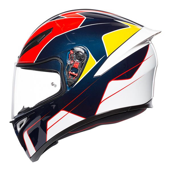 AGV K1 Pitlane Blue Red Yellow Full Face Motorcycle Helmet Left Side