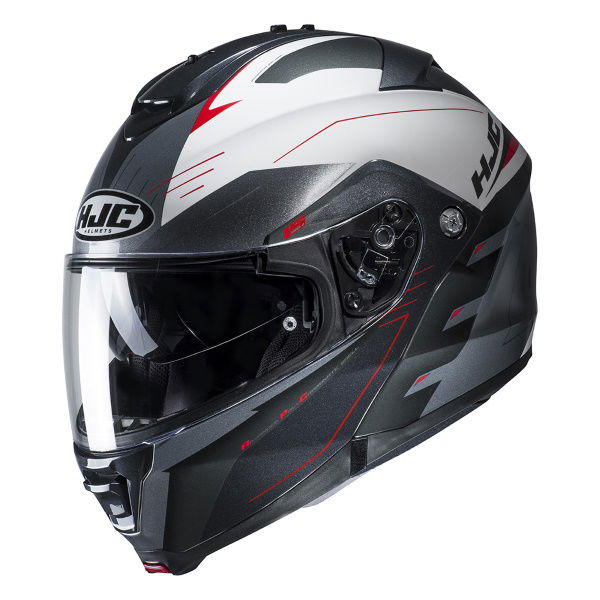 HJC IS-Max 2 Cormi Black Red White Flip Front Motorcycle Helmet Front Left