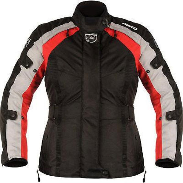 Akito Tornado Ladies Black Red Textile Motorcycle Jacket Front