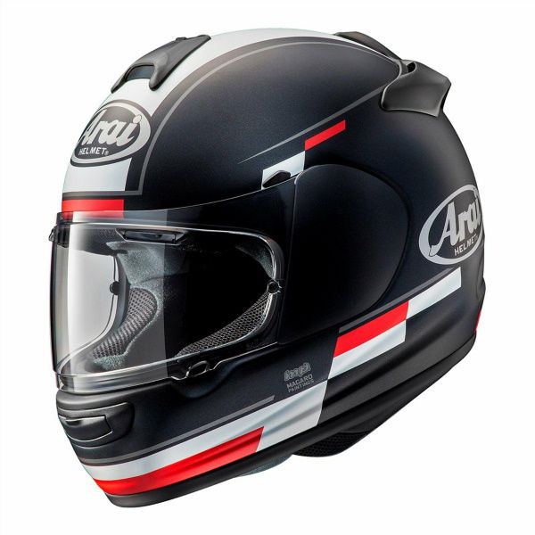 Arai Debut Blaze Black White Red Motorcycle Helmet Front Left