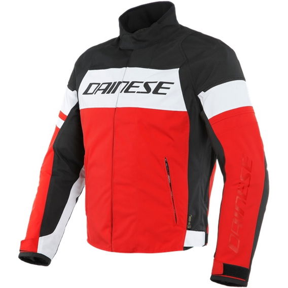Dainese Saetta D-Dry White Red Textile Motorcycle Jacket Front