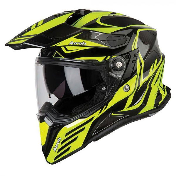 Airoh Commander Carbon Yellow Adventure Motorcycle Helmet Front Left