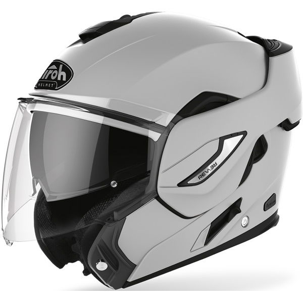 Airoh REV19 Flip Grey Matt Black Flip Front Motorcycle Helmet Front Left Open