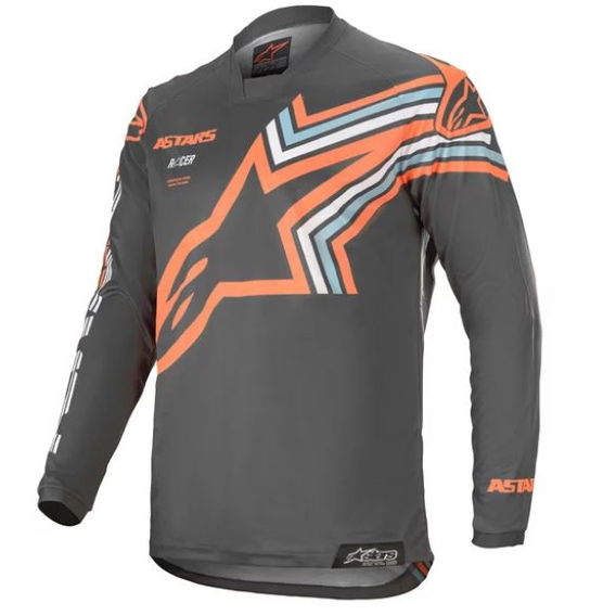 Alpinestars Racer Braap Dark Grey Fluo Orange Motocross Jersey Front