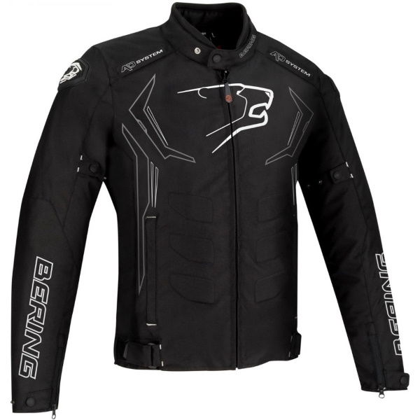 Bering Guardian Black White Silver Textile Motorcycle Jacket Front