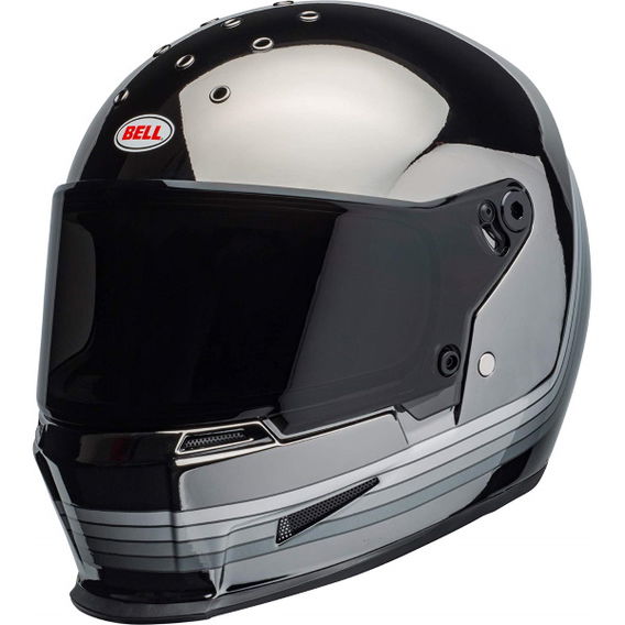 Bell Eliminator Spectrum Matte Black Chrome Full Face Motorcycle Helmet Front Left