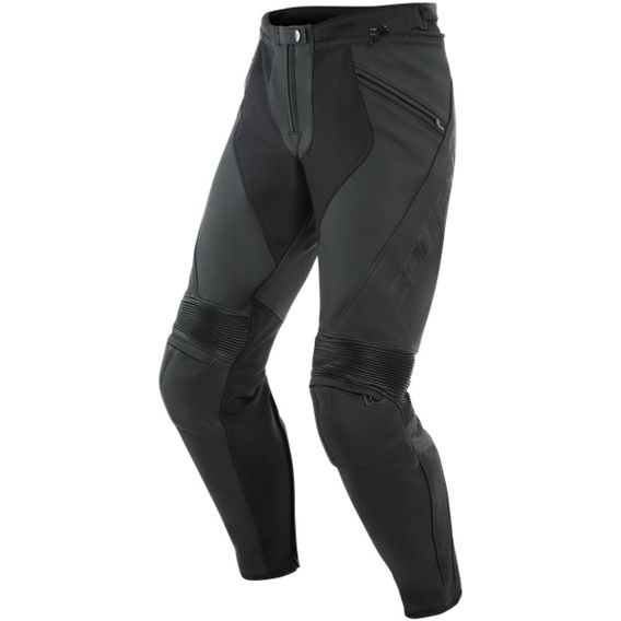 Dainese Pony 3 Black Leather Motorcycle Jeans Front