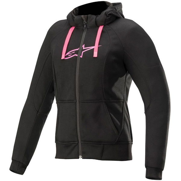 Alpinestars Stella Chrome Sport Ladies Black Fuchsia Motorcycle Hoodie Front