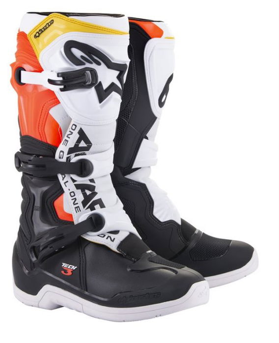 Alpinestars Tech 3 Black White Red Flo Yellow MX Boots