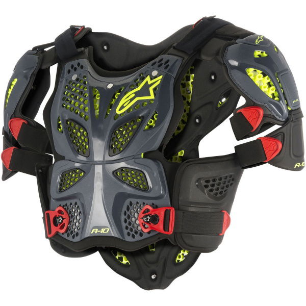 Alpinestars A-10 Anthracite Black Red Full Chest Protector Front