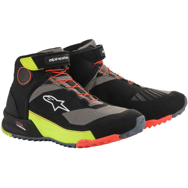 Alpinestars CR-X Drystar Riding Black Yellow Flu Red Flu Motorcycle Shoes