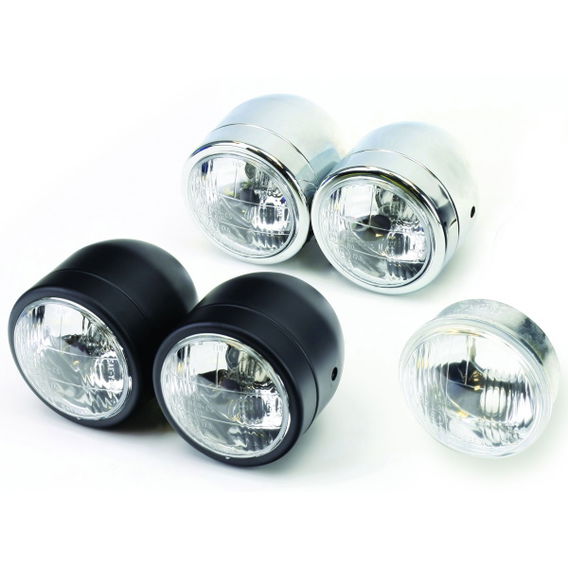 Bike It Dominator Twin-Round Headlight Chrome Chrome