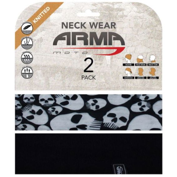 ARMR Seamless Neck Tube 2 Pack Skulls Black Skulls Black