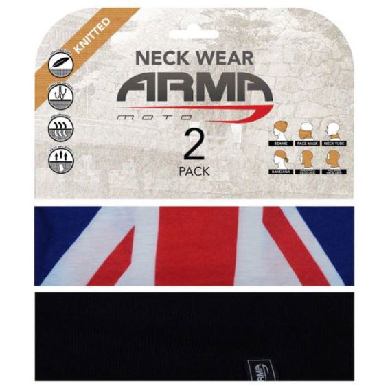 ARMR Seamless Neck Tube 2 Pack Union Jack Black Union Jack Black