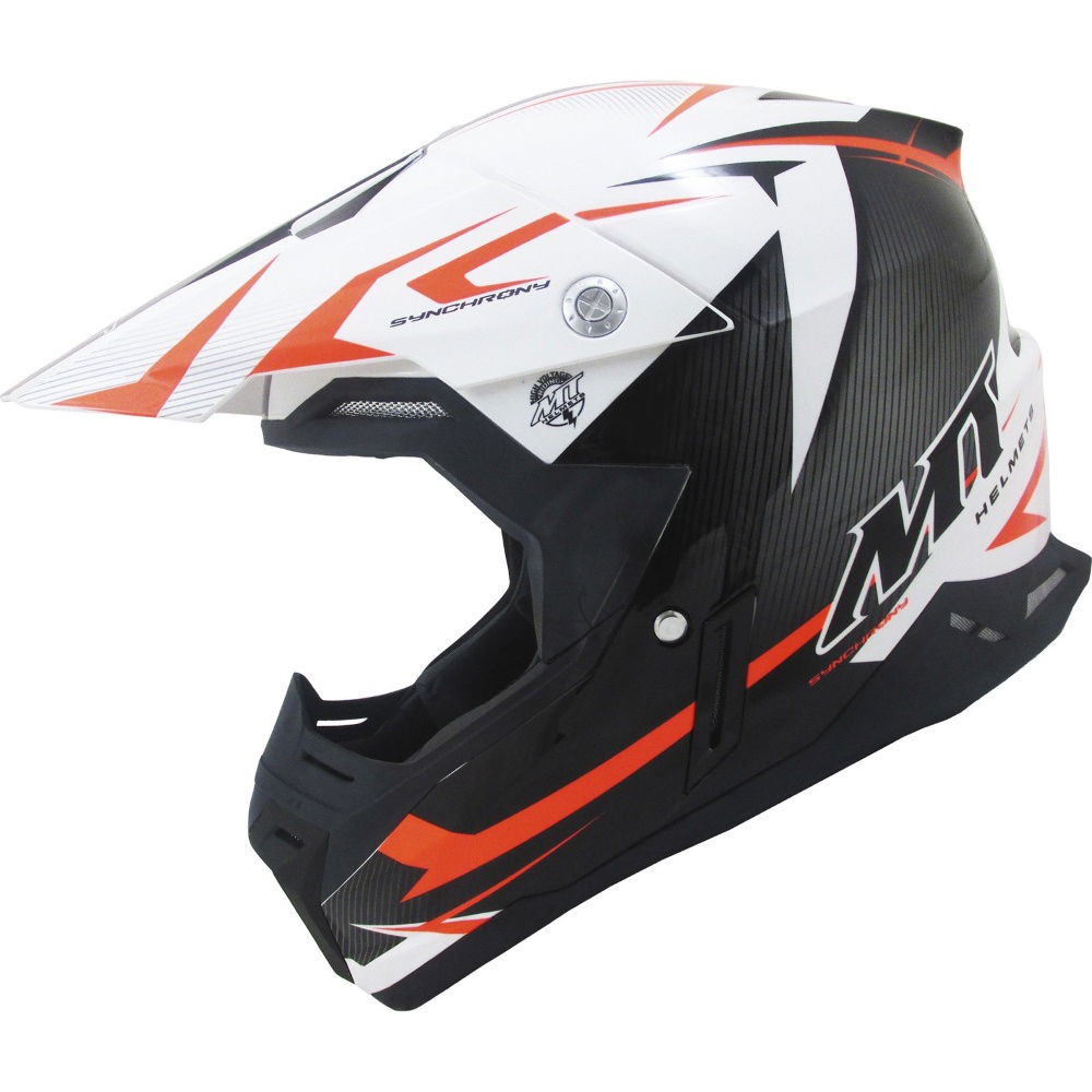 Synchrony Steel Helmet Black White Orange Motocross