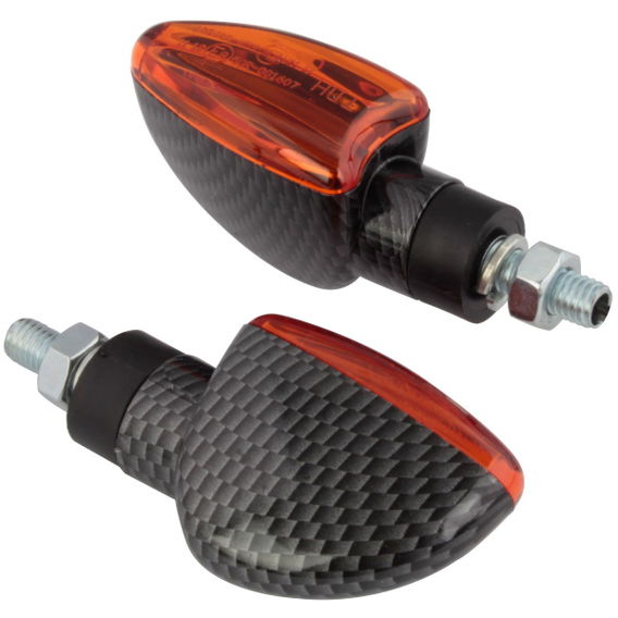 Bike It Mini Spear Indicators Short Carbon Amber Carbon Amber