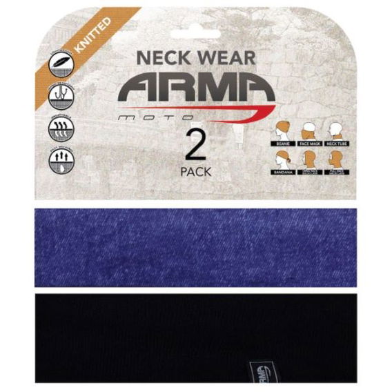ARMR Seamless Neck Tube 2 Pack Blue Denim Black Blue Denim Black