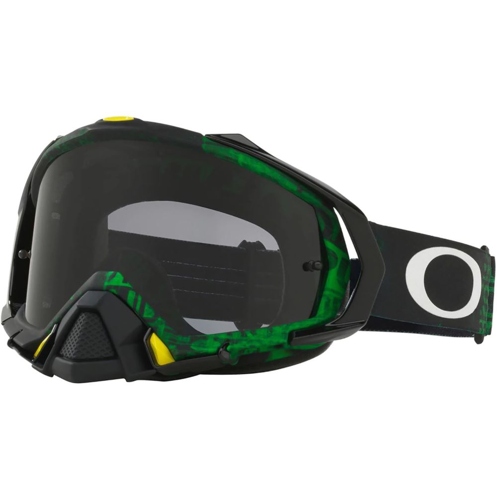 Oakley Mayhem Pro MX Goggle Distress Tagline Green Yellow Dark Grey Tagline Green Yellow Dark Grey